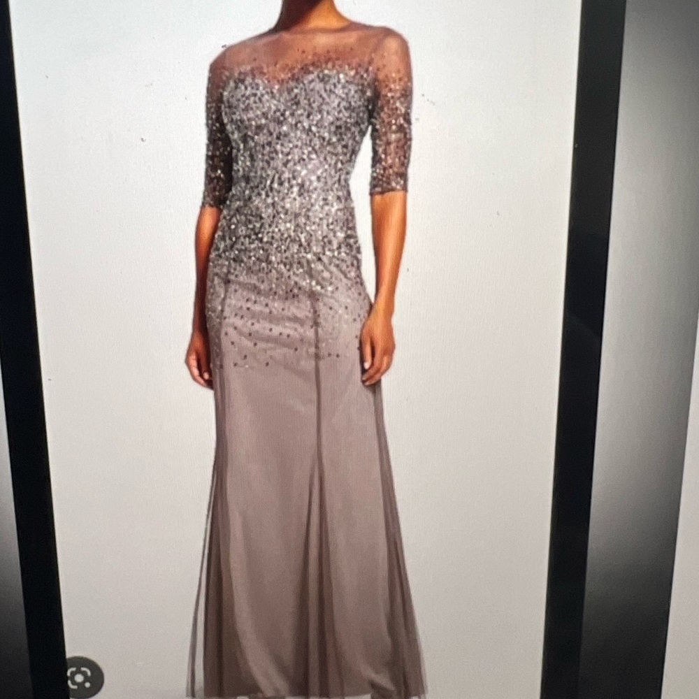 Taupe and rhinestone Adrianna Papell dress size 14